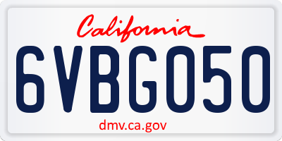 CA license plate 6VBG050
