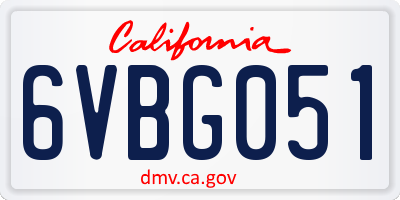 CA license plate 6VBG051