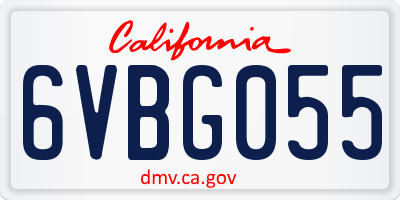 CA license plate 6VBG055