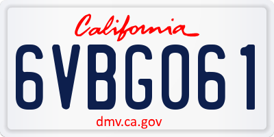 CA license plate 6VBG061