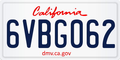 CA license plate 6VBG062