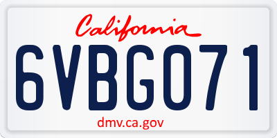 CA license plate 6VBG071