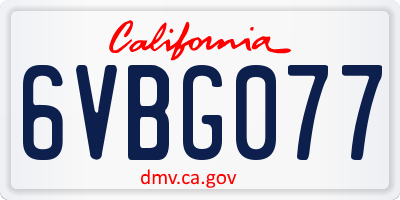 CA license plate 6VBG077