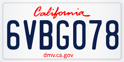CA license plate 6VBG078