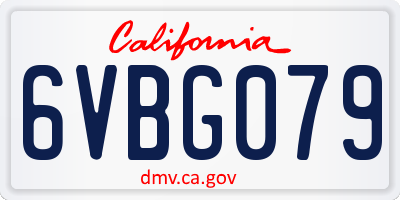 CA license plate 6VBG079