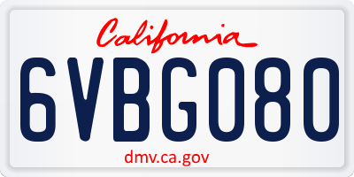 CA license plate 6VBG080