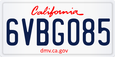 CA license plate 6VBG085