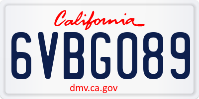 CA license plate 6VBG089