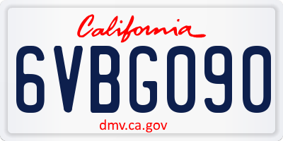 CA license plate 6VBG090