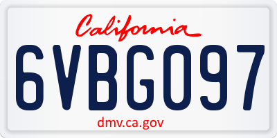CA license plate 6VBG097