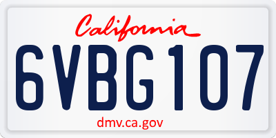 CA license plate 6VBG107