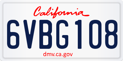 CA license plate 6VBG108