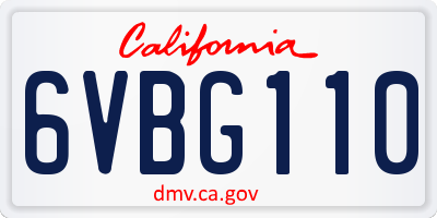 CA license plate 6VBG110