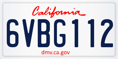 CA license plate 6VBG112