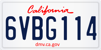CA license plate 6VBG114
