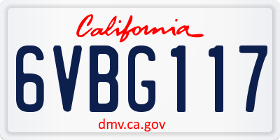 CA license plate 6VBG117