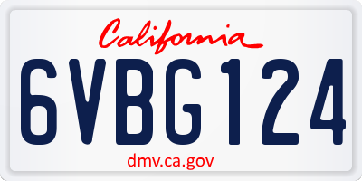CA license plate 6VBG124