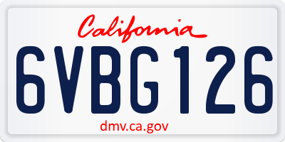 CA license plate 6VBG126