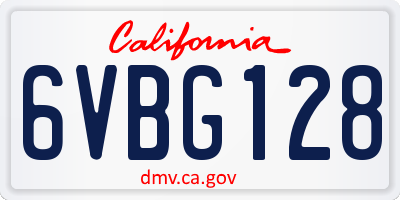 CA license plate 6VBG128