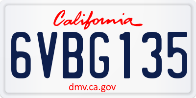 CA license plate 6VBG135
