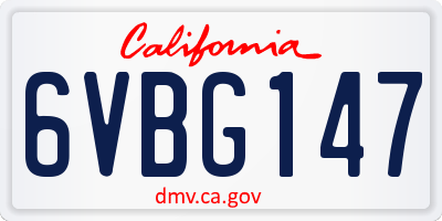 CA license plate 6VBG147