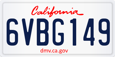 CA license plate 6VBG149