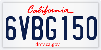 CA license plate 6VBG150