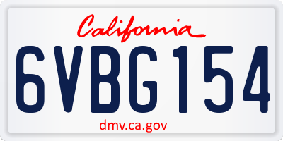 CA license plate 6VBG154