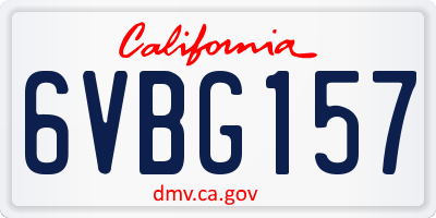CA license plate 6VBG157