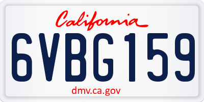 CA license plate 6VBG159