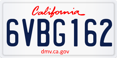 CA license plate 6VBG162