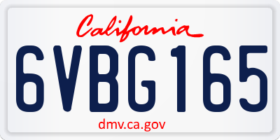 CA license plate 6VBG165