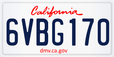 CA license plate 6VBG170
