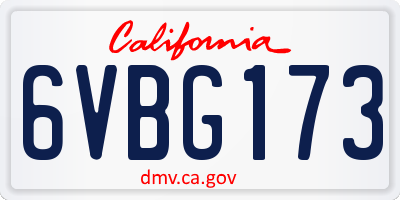 CA license plate 6VBG173