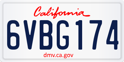 CA license plate 6VBG174