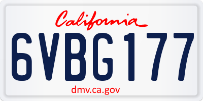 CA license plate 6VBG177