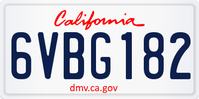 CA license plate 6VBG182