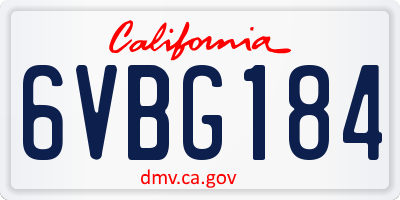 CA license plate 6VBG184