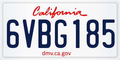 CA license plate 6VBG185