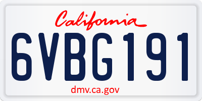 CA license plate 6VBG191