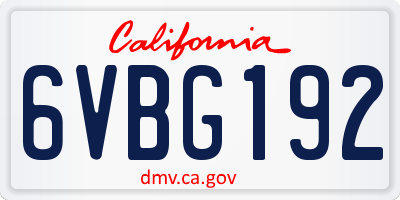 CA license plate 6VBG192