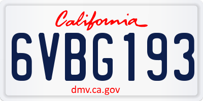 CA license plate 6VBG193