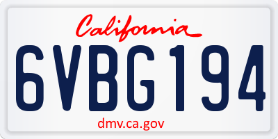 CA license plate 6VBG194