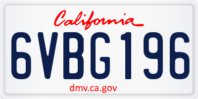 CA license plate 6VBG196