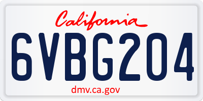 CA license plate 6VBG204