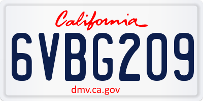 CA license plate 6VBG209