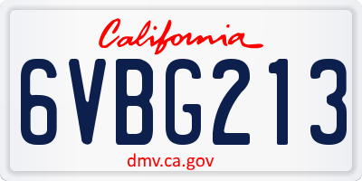 CA license plate 6VBG213