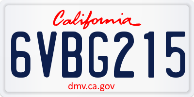CA license plate 6VBG215