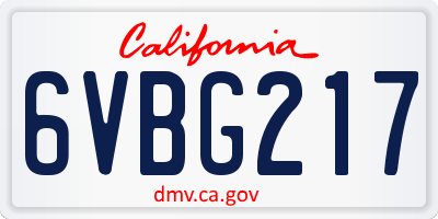 CA license plate 6VBG217
