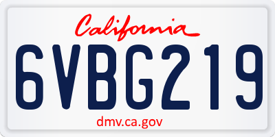 CA license plate 6VBG219